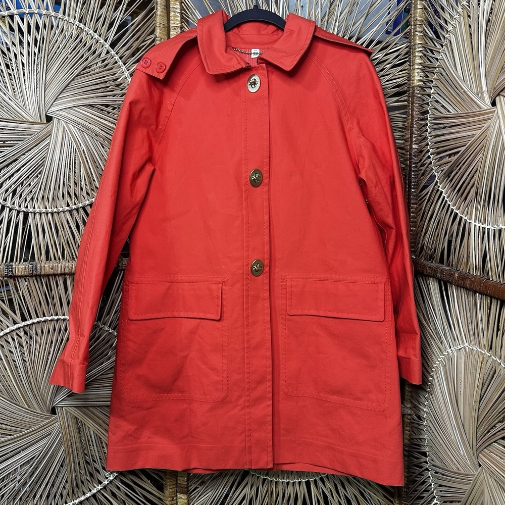Coach Women's Long Cotton Bonnie Coat Jacket EUC Orange Spring  $458‎